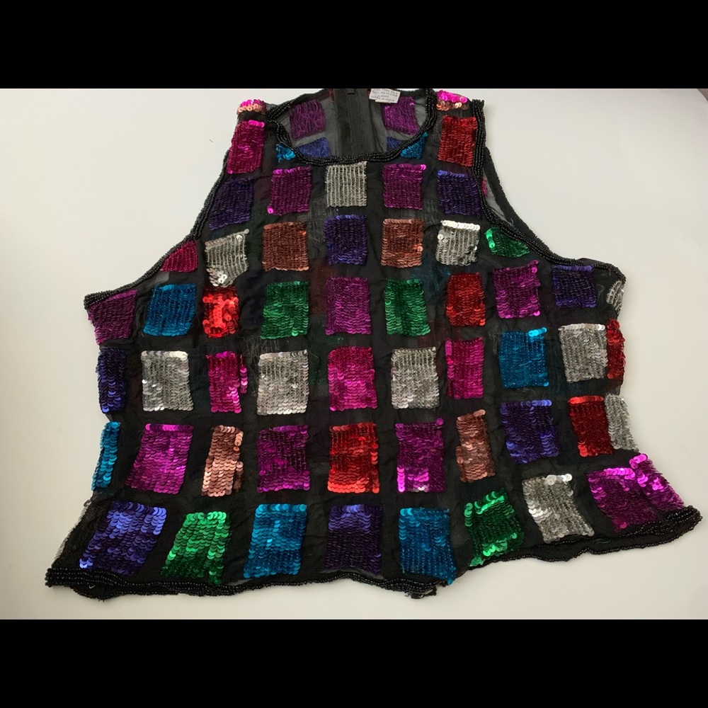 Preowned silk beaded top . Handmade